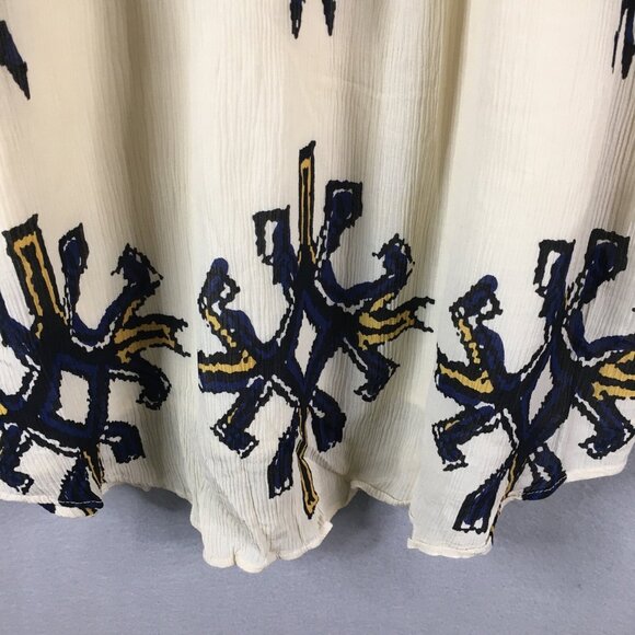 SEA New York Dress Womens 6 Beige Black 100% Silk Gauze Abstract Aztec Southwest - Picture 14 of 16